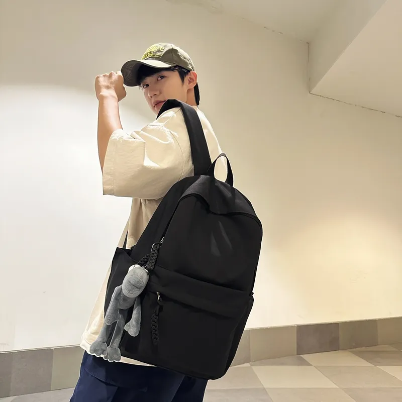 OUZIHUANG Nylon Backpack Unisex Black/Light Gray/Red/Dark Blue/Light Green-2