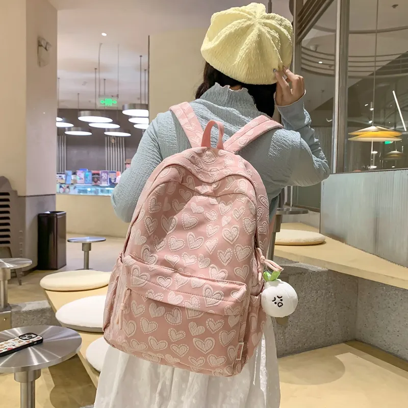 Deli Bear Fabric Backpack Regular Women's Pink/Khaki/Black/Beige White-2