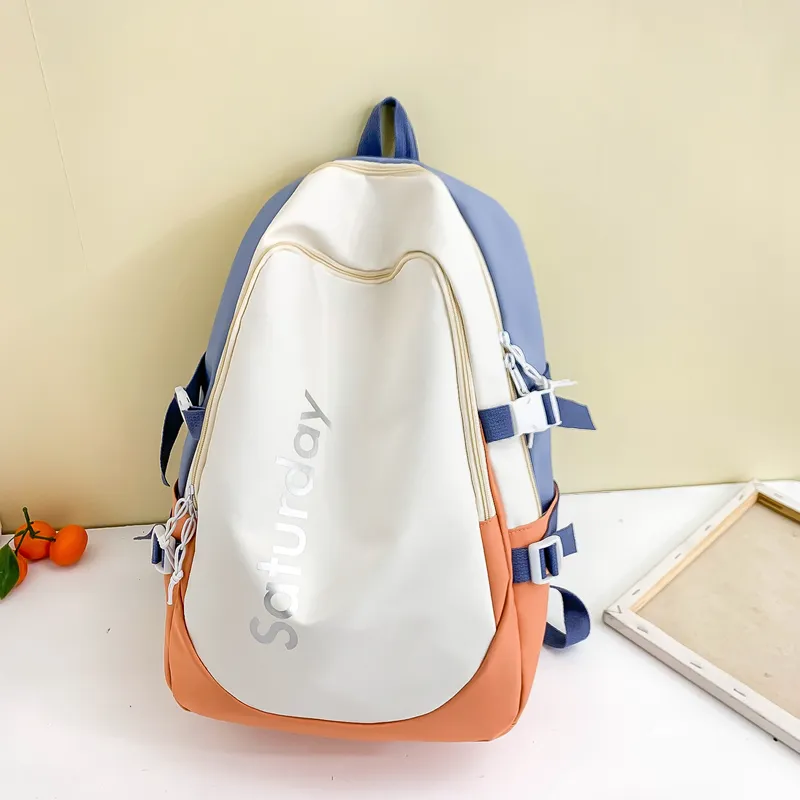 Deli Bear Nylon Backpack Regular Unisex Light Blue & Orange/Purple/Orange & Dark Blue/White/Gray/Black-6