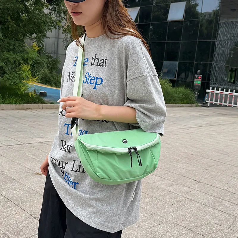 OUZIHUANG Nylon Fabric Shoulder Bag Crossbody Bag Unisex Black/Orange/Green/Khaki/Gray-2