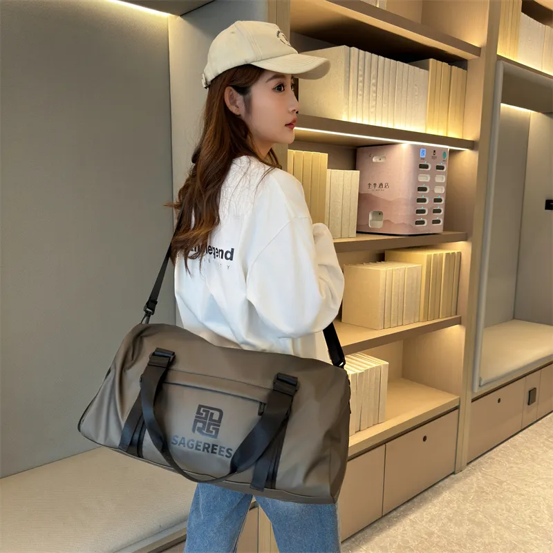 OUZIHUANG Nylon Travel Bag Unisex Pink/Silver/Jasper/Black-6