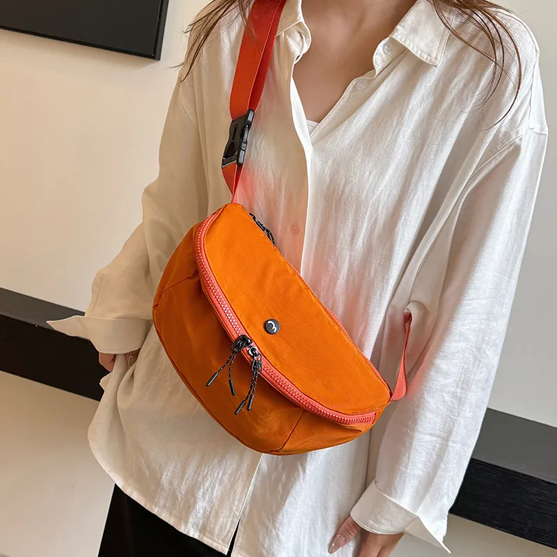 OUZIHUANG Nylon Fabric Shoulder Bag Crossbody Bag Unisex Black/Orange/Green/Khaki/Gray-35