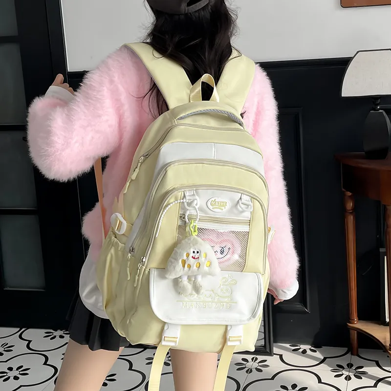 Tong Tong Rabbit Canvas Backpack Unisex Multicolor-8