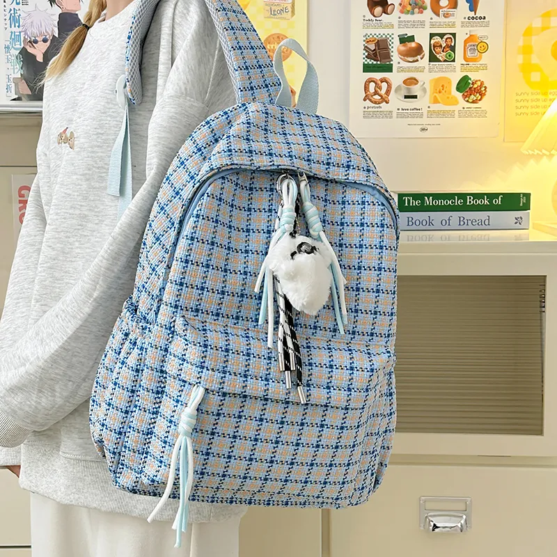 OUZIHUANG Nylon Backpack Women's Pink/Blue/Black/Ecru/Green-6