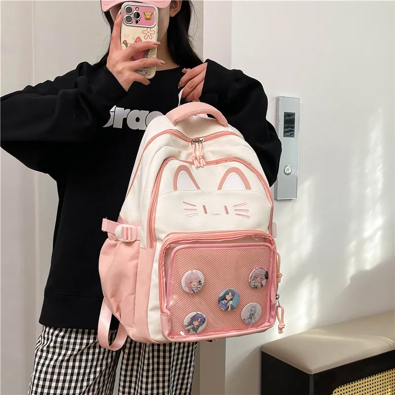 Deli Bear Nylon Backpack Regular Unisex Black/Pink/Light Green/Blue/Dark Green-6