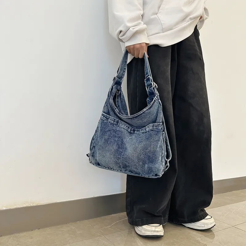 OUZIHUANG Denim Crossbody Bag, Shoulder Bag Regular Unisex Black/Light Blue/Dark Blue/Vintage Blue-30