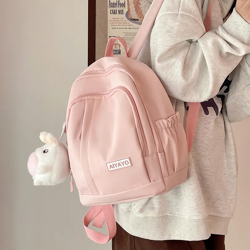 OUZIHUANG Nylon Backpack Large Size Unisex Pink/Blue/White/Black/Yellow/Green-12