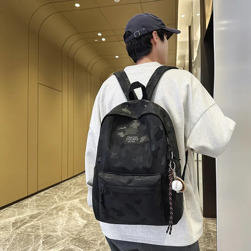 OUZIHUANG Polyester Backpack Regular Unisex Black/Blue/White/Gray-1