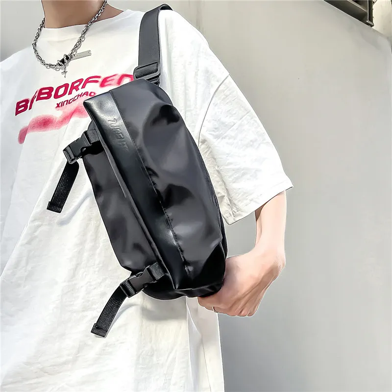 Deli Bear Microfiber Synthetic Leather Sling Bag Regular Unisex Black White & Color/Black-7