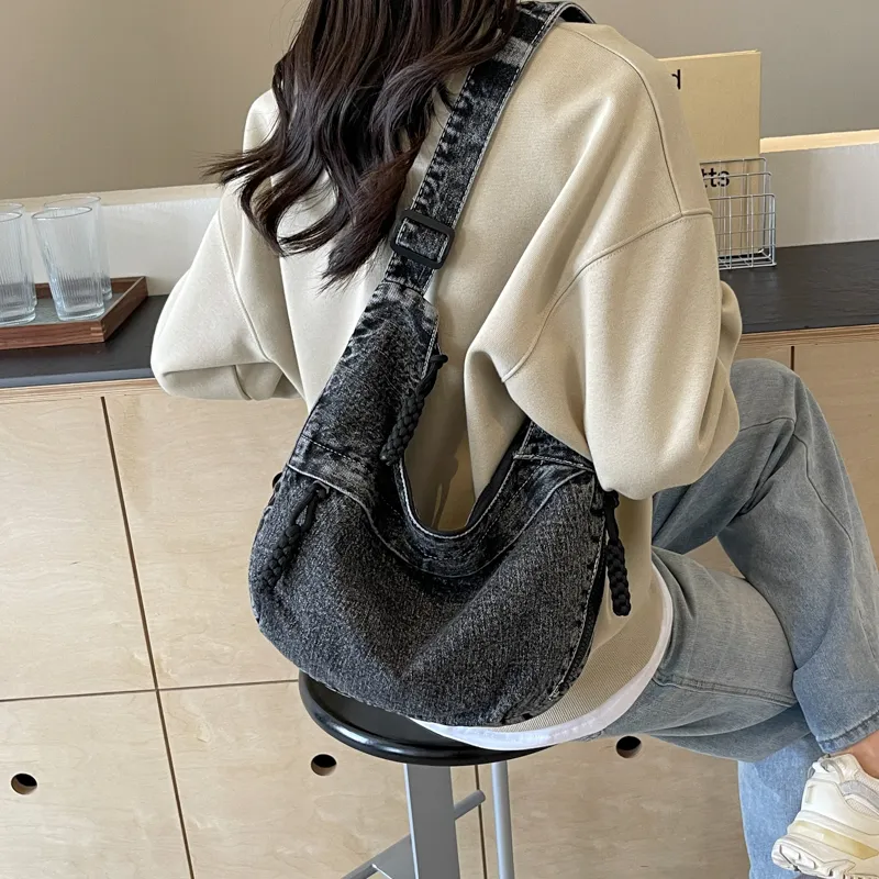 OUZIHUANG Denim Shoulder Bag, Crossbody Bag Women's Multicolor-27