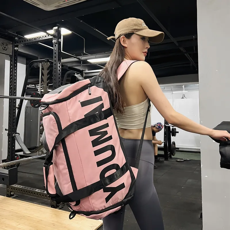 Deli Bear Nylon Gym Bag Unisex Black/Pink/Khaki/Red/Yellow-7