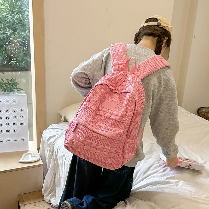 OUZIHUANG Nylon Backpack Women's White/Pink/Coffee/Blue-8