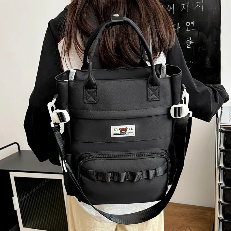 Deli Bear Canvas Canvas Bag Backpack Regular Unisex Green/Blue/Orange/Khaki/Black/Purple-22