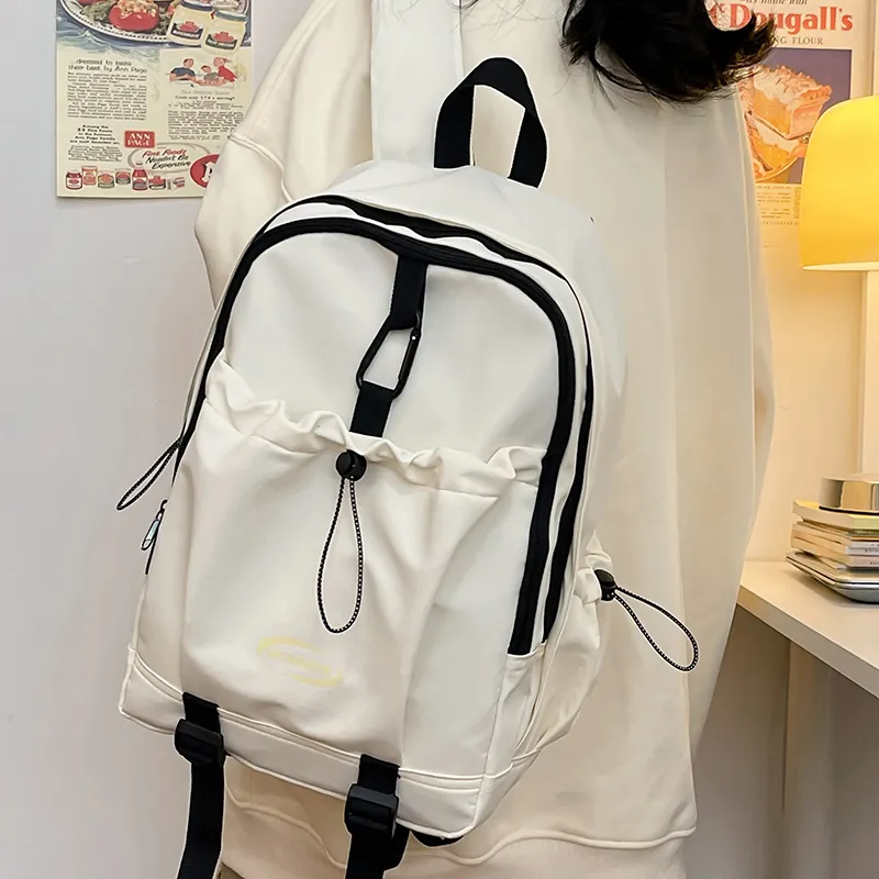 Deli Bear Polyester Laptop Backpack Regular Unisex White/Pink/Black-2