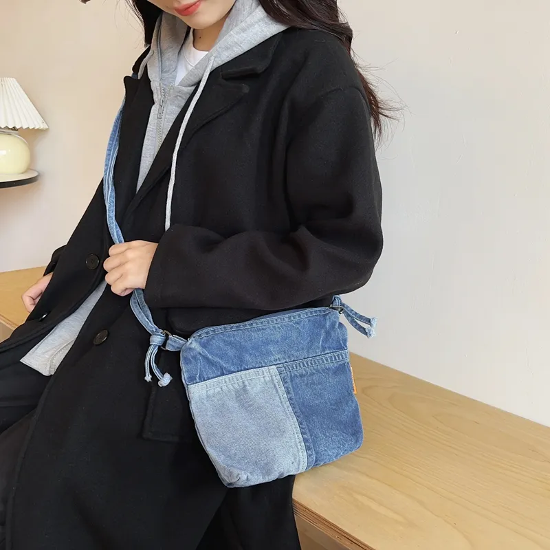 Deli Bear Denim Crossbody Bag, Shoulder Bag Unisex-7