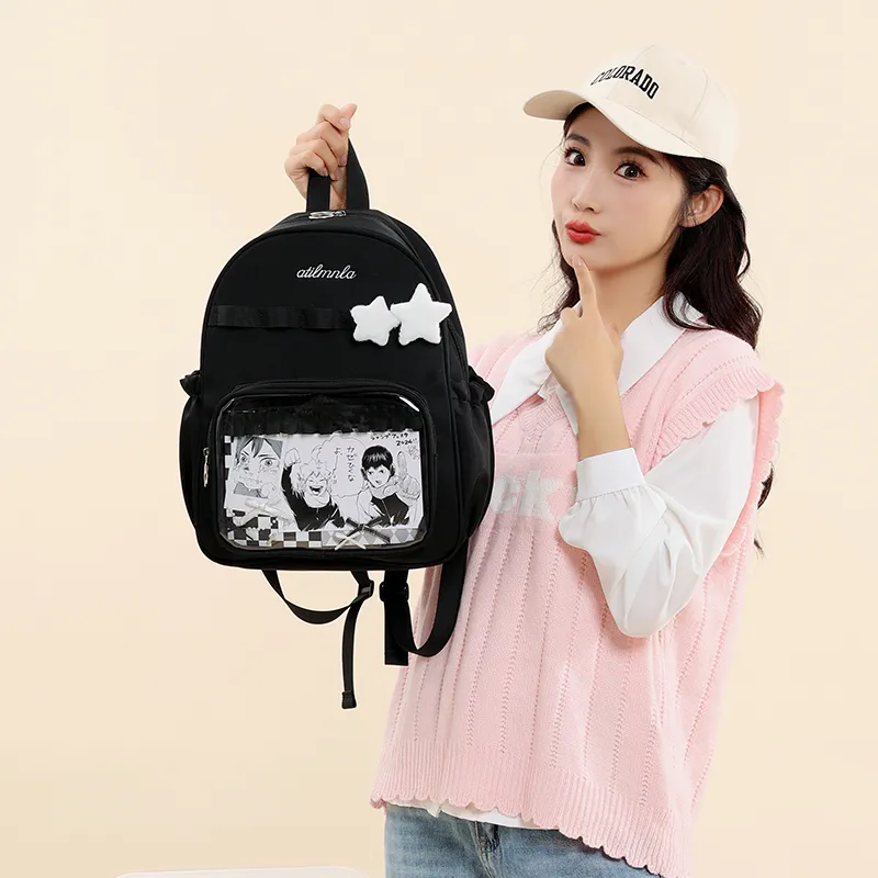 Deli Bear Fabric Backpack Women's Ecru/Gray/Light Purple/Sky Blue/Black-17