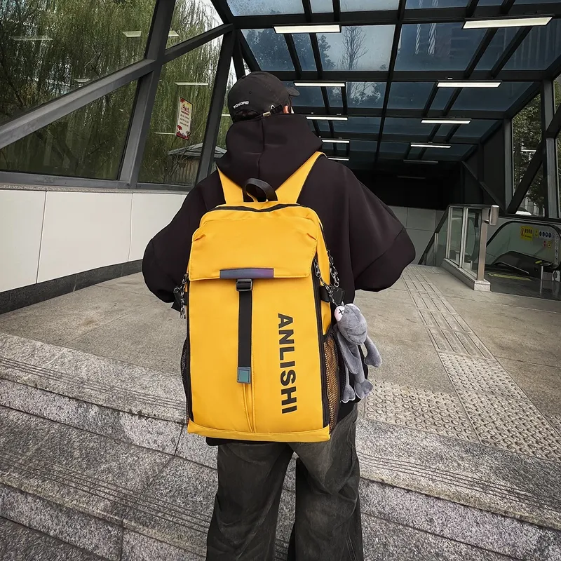 Deli Bear Oxford Sports & Fitness Training Bag Students Backpack Regular Unisex Yellow/Gray/Black/Purple-1