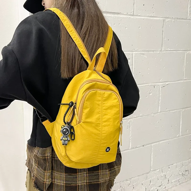Deli Bear Nylon Fabric Backpack Regular Unisex Egg Yolk Sand\ Black \ Ecru \ Vanilla Cream-2