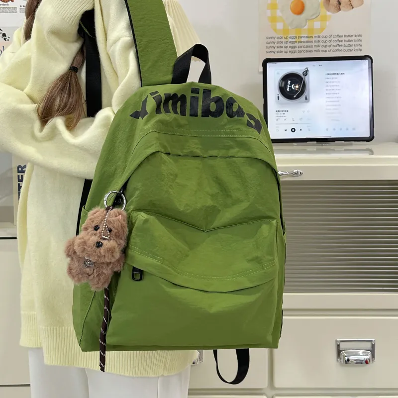 Deli Bear Nylon Backpack Regular Unisex White/Orange/Black/Purple/Green-18