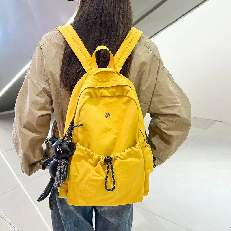 Deli Bear Nylon Backpack Large Size Unisex Black/Yellow/Gray/Orange/Ecru-7