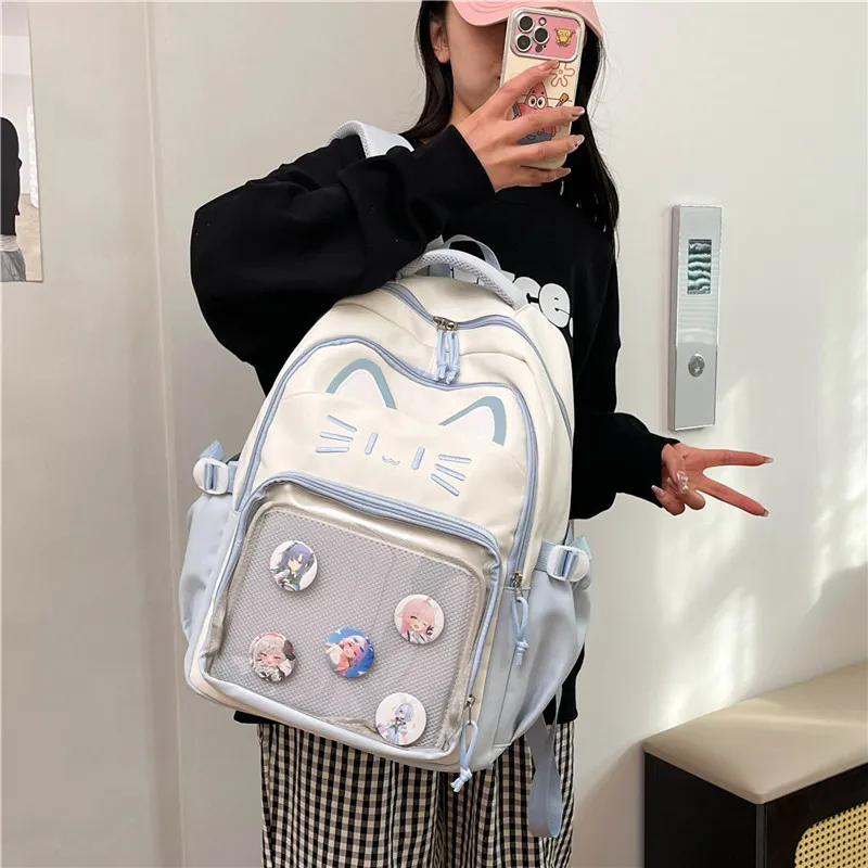 Deli Bear Nylon Backpack Regular Unisex Black/Pink/Light Green/Blue/Dark Green-18