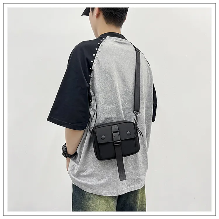 Tong Tong Rabbit Nylon Crossbody Bag Unisex Black/White/Khaki-2