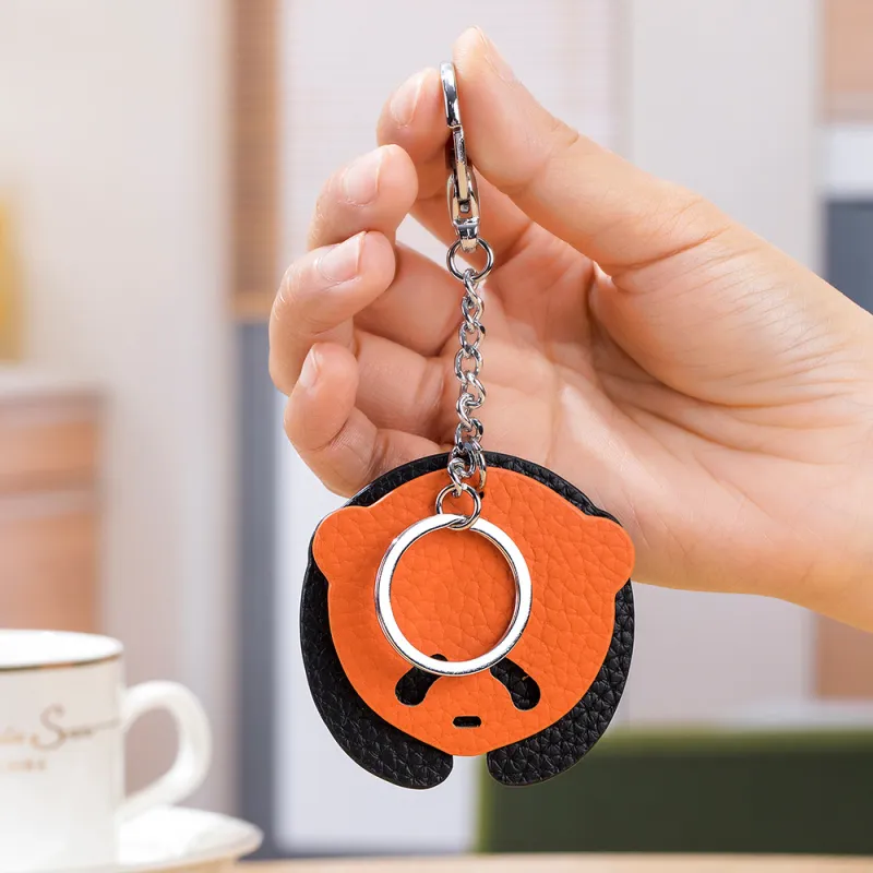 Tong Tong Rabbit Top Grain Cow Leather Keychains Unisex-1