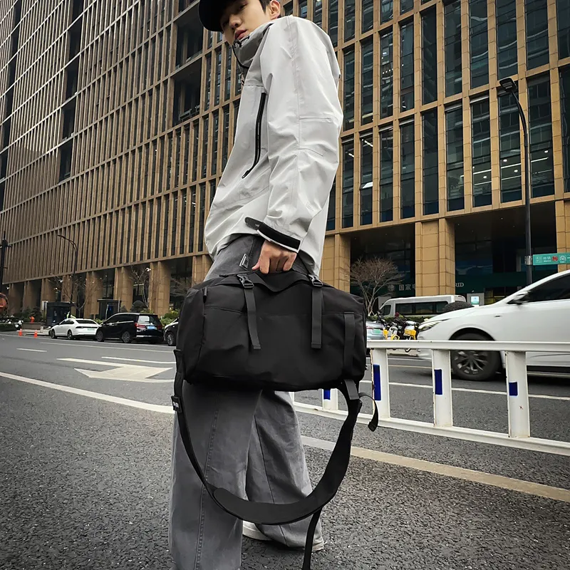 Deli Bear Nylon Crossbody Bag Unisex Black/Brown/Gray-4