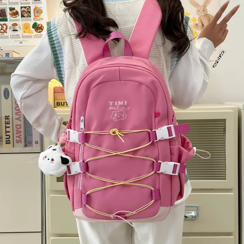 Deli Bear Nylon Backpack Unisex Pink/Blue/Black/Purple/Ecru-2
