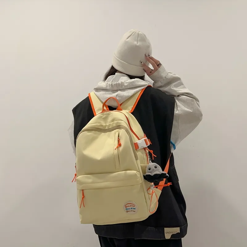 Deli Bear Nylon Backpack Regular Unisex Black/White/Yellow/Pink-11