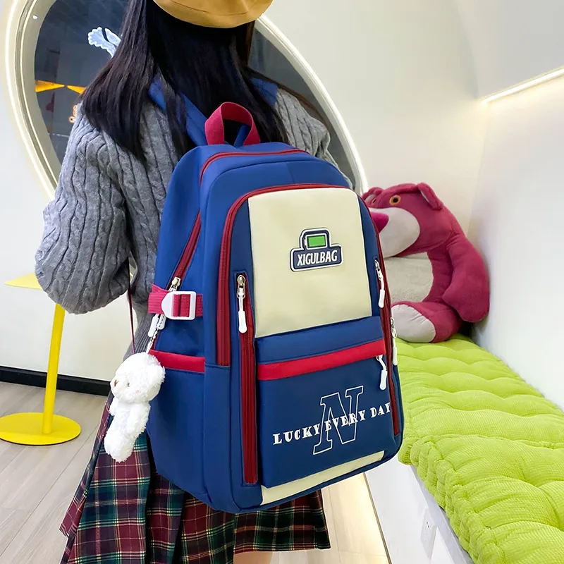 Deli Bear Canvas Backpack Set Of Four Regular Unisex Blue/Green/Red/Black-7