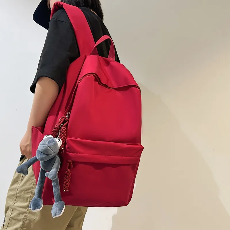 OUZIHUANG Nylon Backpack Unisex Black/Light Gray/Red/Dark Blue/Light Green-9