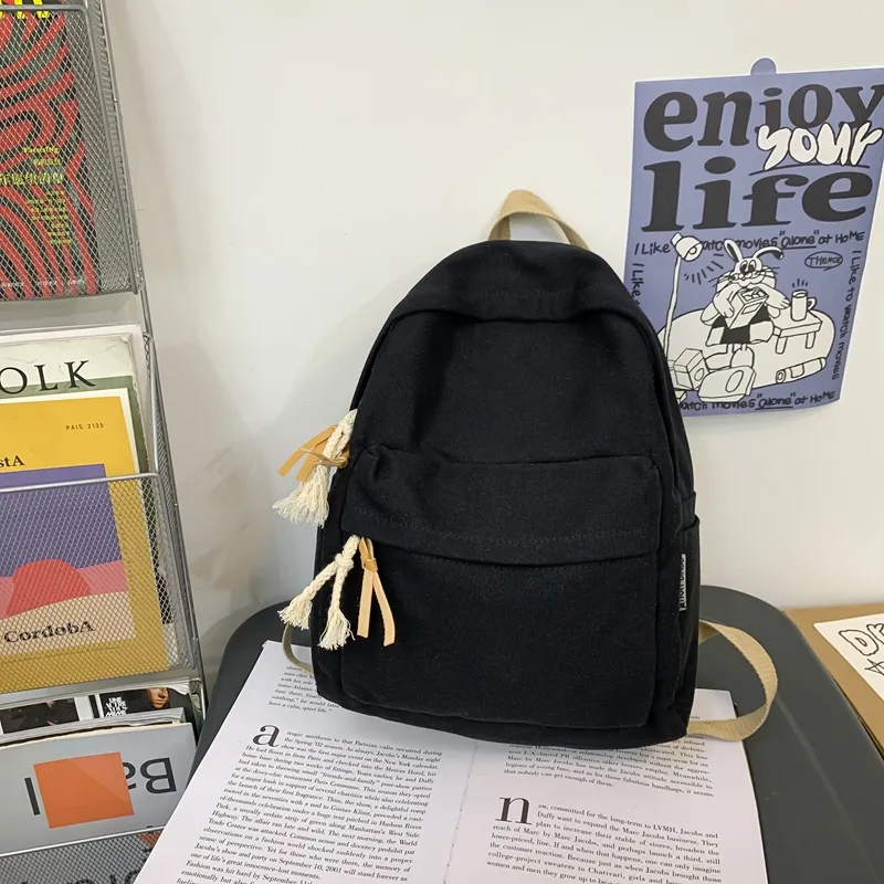 Deli Bear Canvas Backpack Regular Unisex Black/White/Yellow/Blue/Green-9