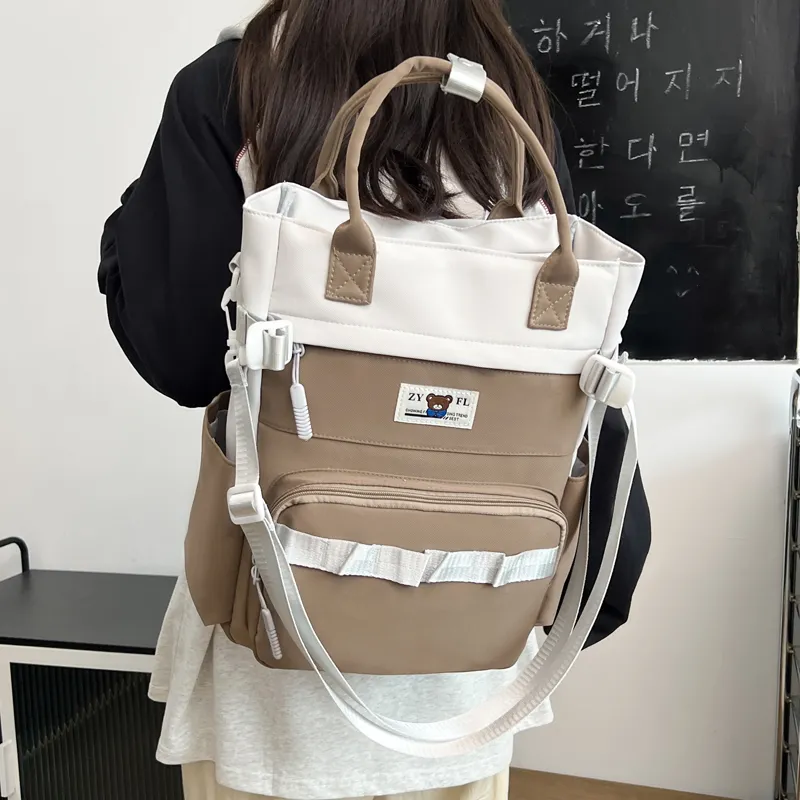 Deli Bear Canvas Canvas Bag Backpack Regular Unisex Green/Blue/Orange/Khaki/Black/Purple-17