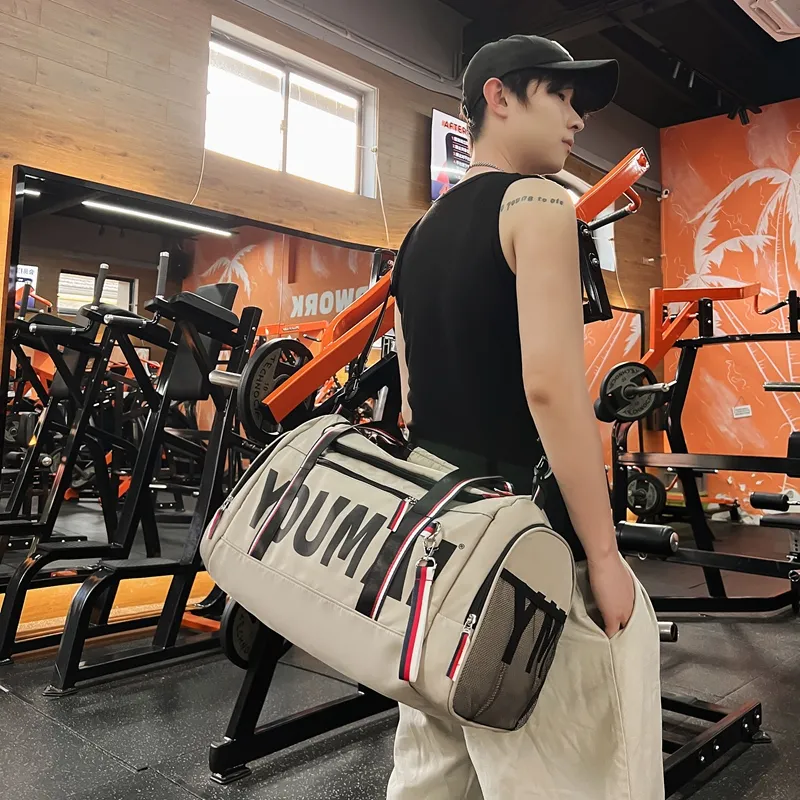 Deli Bear Nylon Gym Bag Unisex Black Khaki/Red/Pink-9