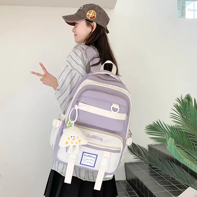 Tong Tong Rabbit Nylon Backpack Regular Women's Purple & White/Purple & Yellow/White & Orange/Black & White-3