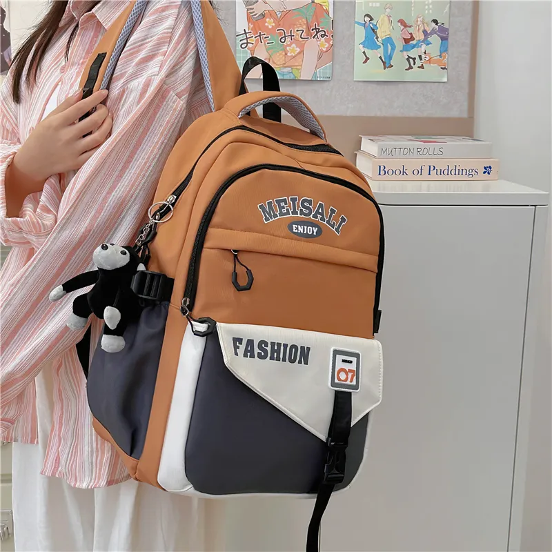Tong Tong Rabbit Nylon Backpack Unisex Khaki \ Blue & Red \ Yellow Brown \ White & Green \ Black-12