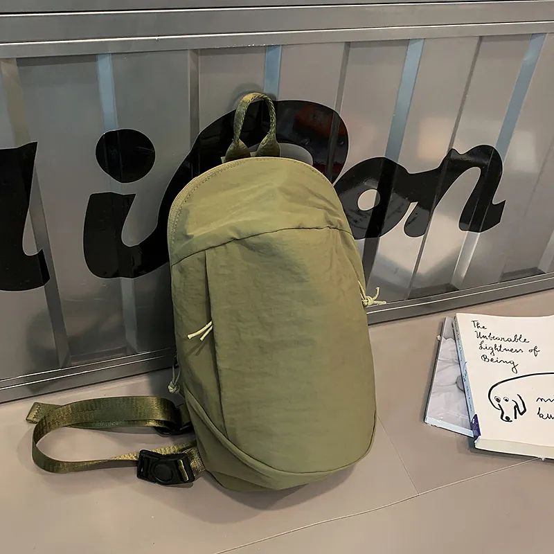 OUZIHUANG Nylon Sling Bag Unisex Black/Light Gray/Dark Khaki/Green-8