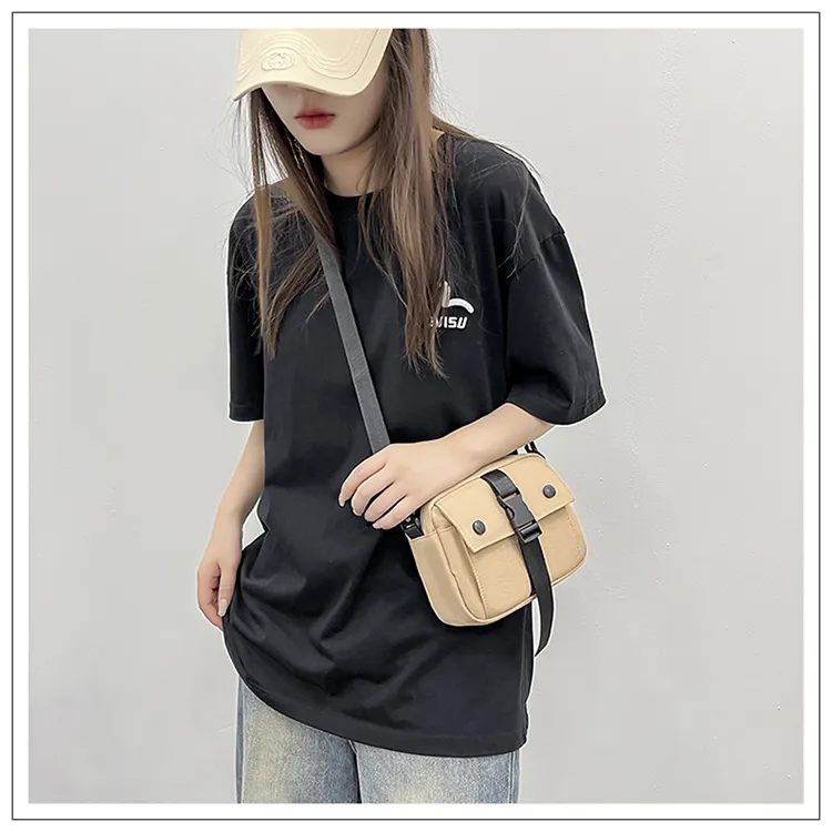 Tong Tong Rabbit Nylon Crossbody Bag Unisex Black/White/Khaki-14