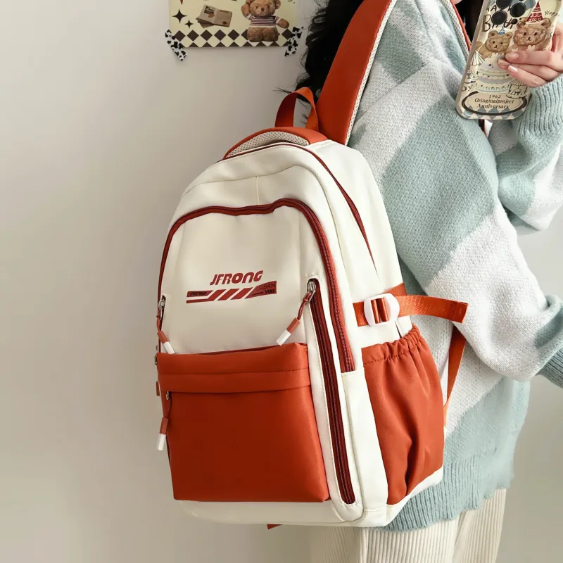 Deli Bear Nylon Backpack Regular Unisex Brown/Orange/Black/Khaki/Green-8