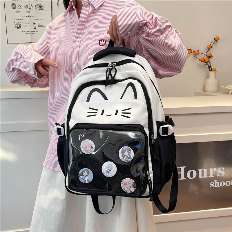 Deli Bear Nylon Backpack Regular Unisex Black/Pink/Light Green/Blue/Dark Green-2