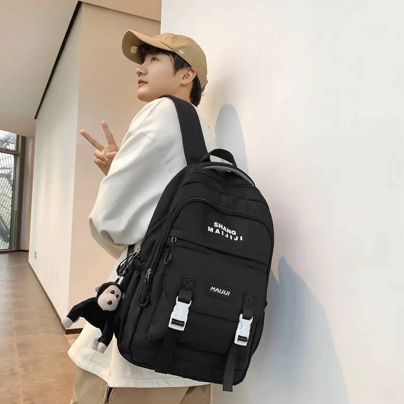 Tong Tong Rabbit Nylon Backpack Unisex Black/Blue/White/Red/Khaki-2