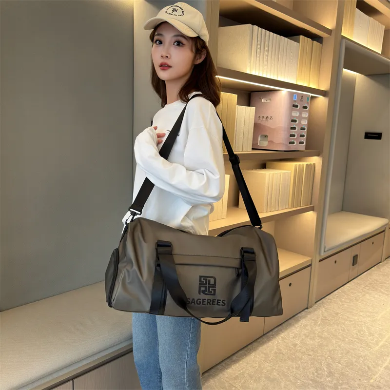 OUZIHUANG Nylon Travel Bag Unisex Pink/Silver/Jasper/Black-8