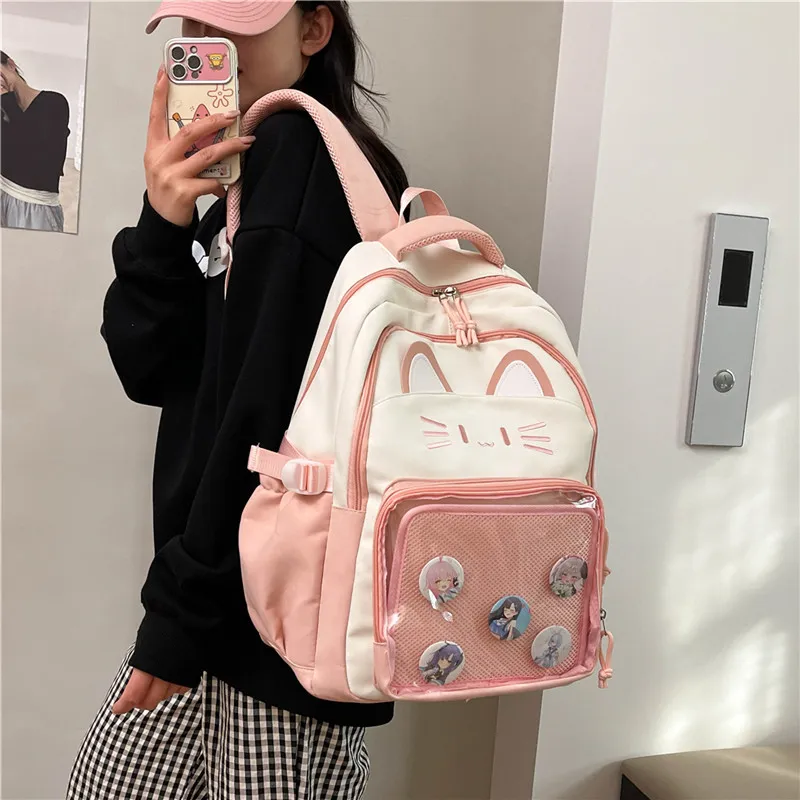 Deli Bear Nylon Backpack Regular Unisex Black/Pink/Light Green/Blue/Dark Green-9