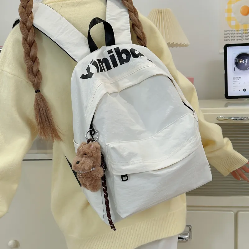 Deli Bear Nylon Backpack Regular Unisex White/Orange/Black/Purple/Green-1