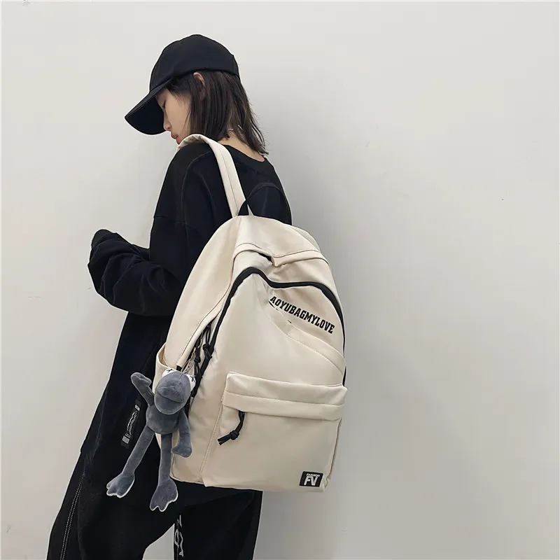 OUZIHUANG Nylon Backpack Unisex Black/Ecru/Red/Blue-7