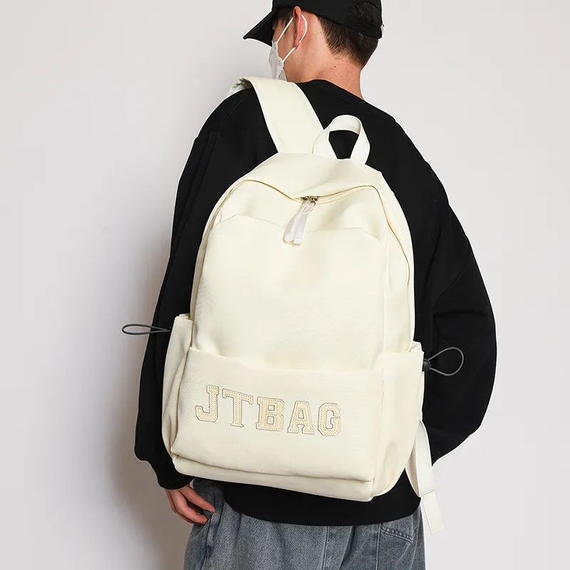 OUZIHUANG Oxford Backpack Regular Unisex Black/Ecru/Burgundy-8