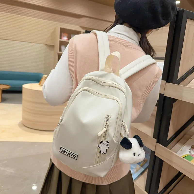 OUZIHUANG Nylon Fabric Backpack Regular Women's Black/White/Red/Purple/Pink-3