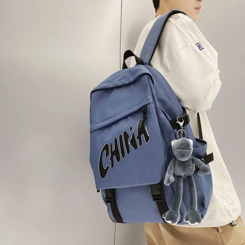 OUZIHUANG Nylon Backpack Unisex Black/Blue/Gray/Red/White-7