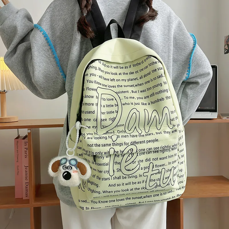 Deli Bear Nylon Backpack Regular Women's White/Blue/Khaki/Yellow/Green-19